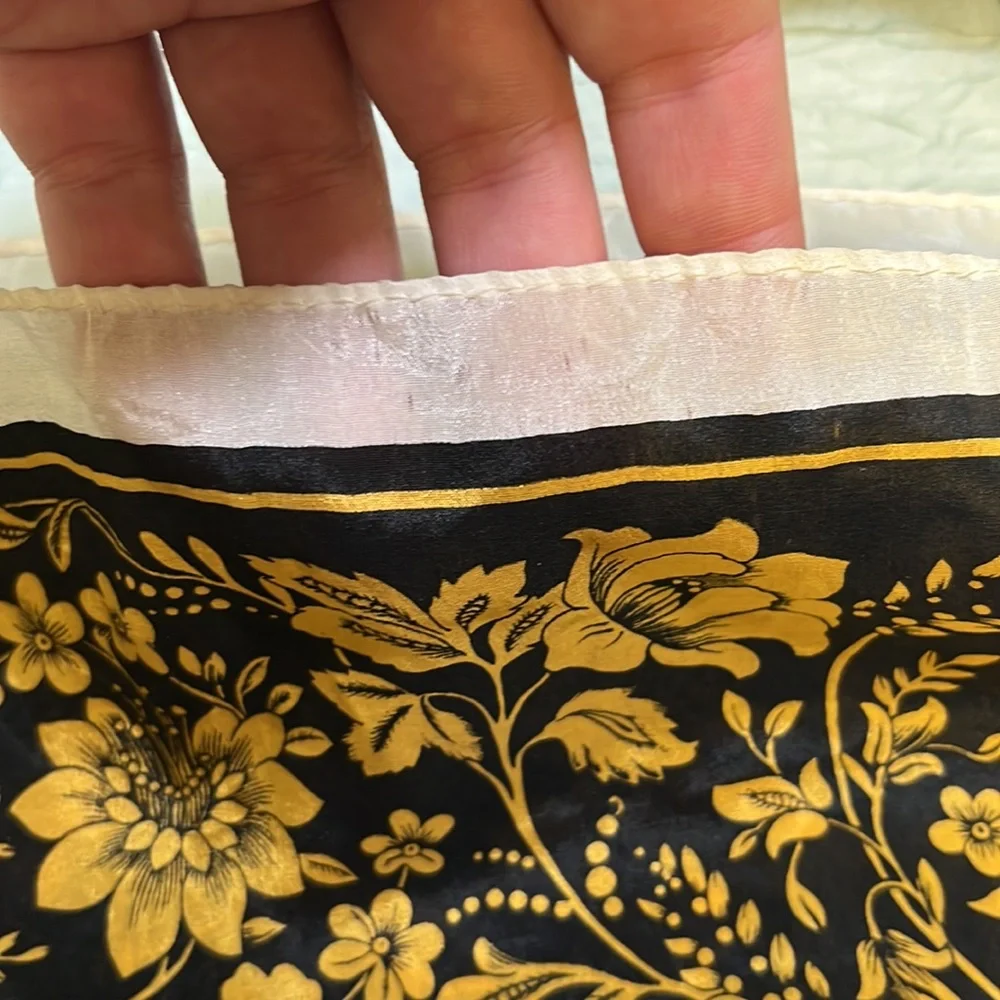 Honey 100% Silk Purple and Gold Floral Vintage Scarf